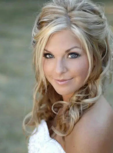 Long Wavy Blonde Full Lace Wigs 100% Human Hair 16 Inches