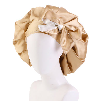Custom Printed Logo Satin Sleep Cap with Ribbon, Professional Beauty and Makeup Cap, Source Factory Jdb-301N