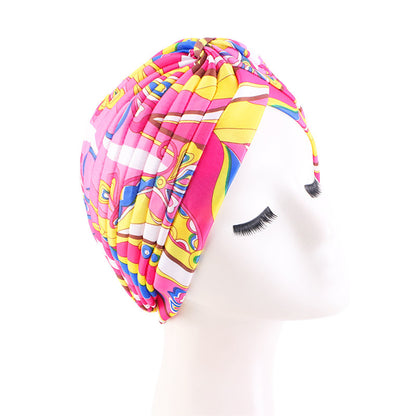 Tie-Dyed Pleated Turban Hat, Indian Hat, Base Hat, Head Wrap Hat Tjm-45