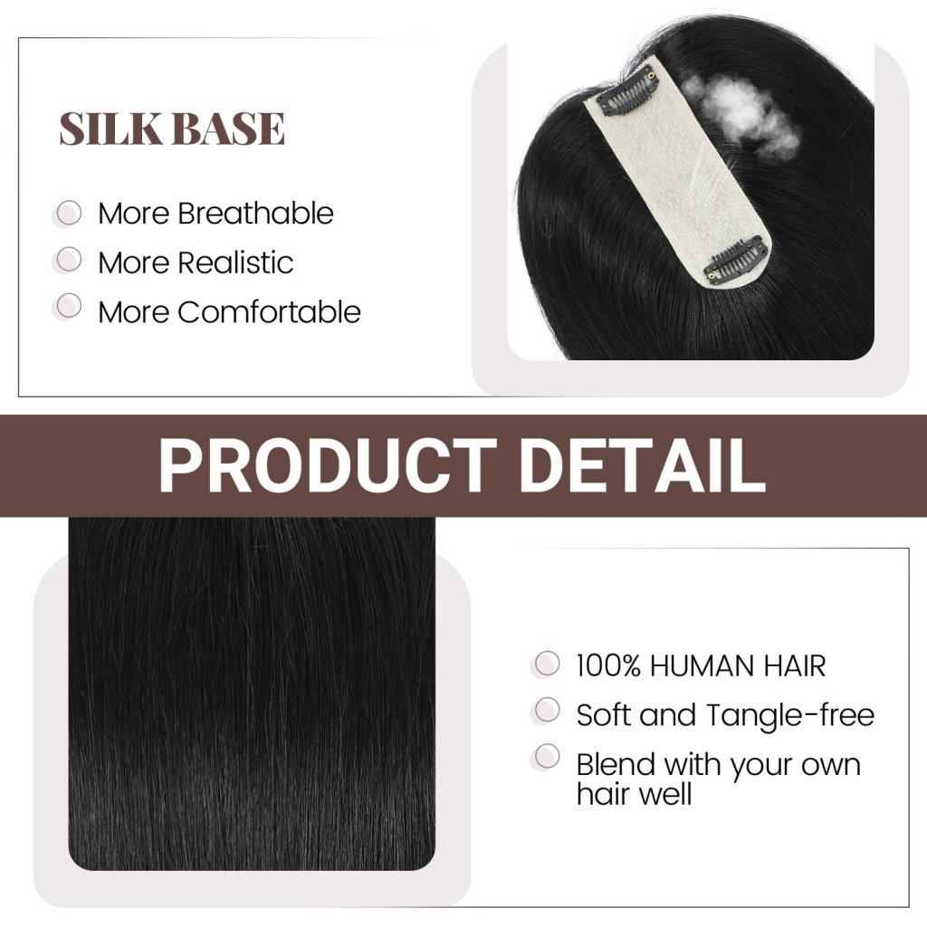 Hair Toppers for Women Real Human Hair 16 Inch for Thinning Hair