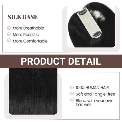Hair Toppers for Women Real Human Hair 16 Inch for Thinning Hair