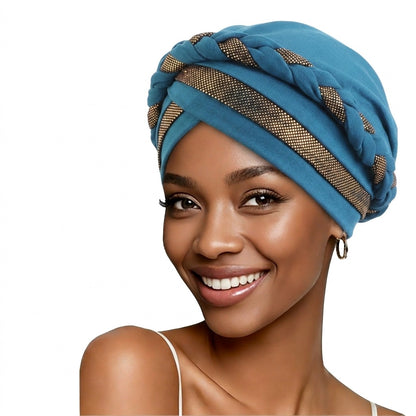 Cross border new two-color gilding manual Fried Dough Twists braid headband cap elastic headband JDT-429M