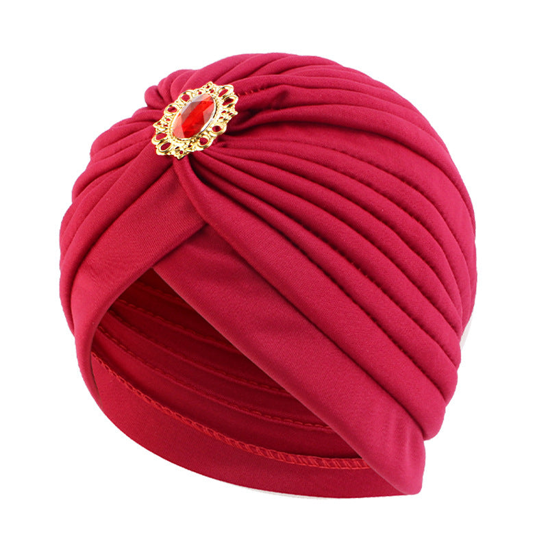 Cross-border new alloy diamond accessories Indian cap retro ethnic headscarf cap chemotherapy cap JDT-12J