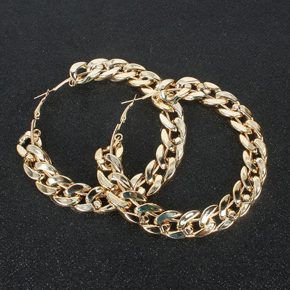 European Style Women/Ladies Plain Pattern Alloy E-Plating Hoop Earrings
