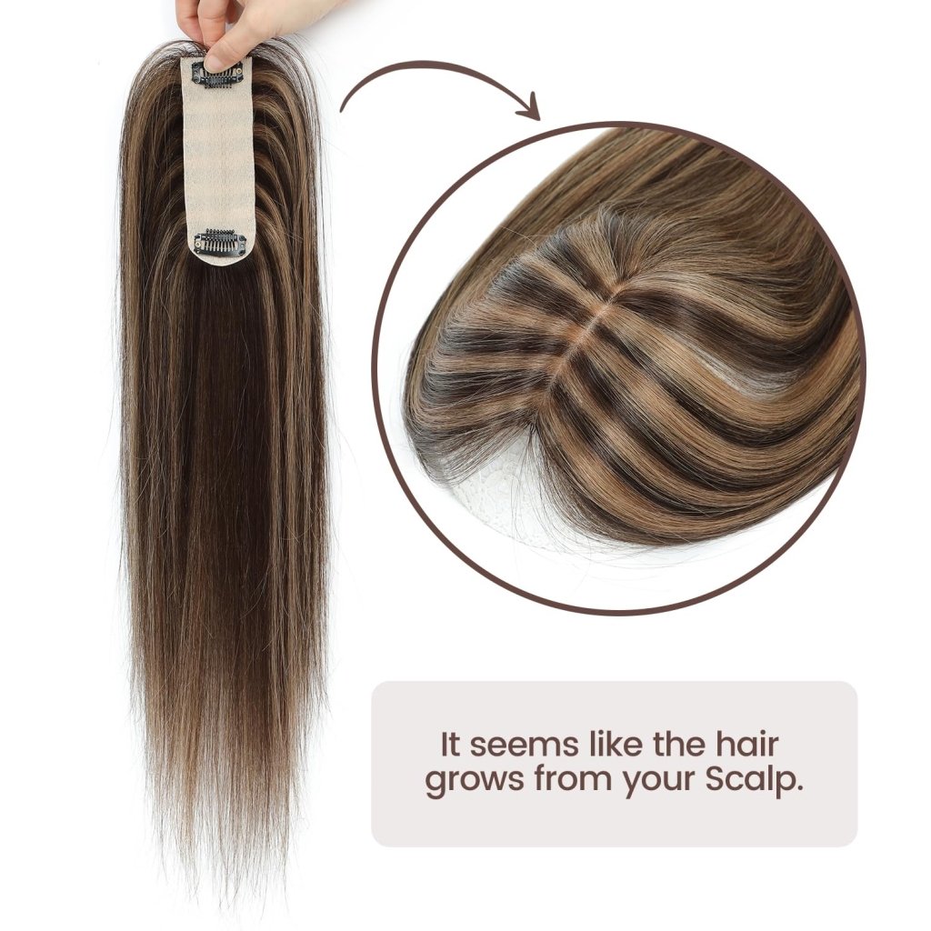 Hair Toppers for Women Real Human Hair 16 Inch for Thinning Hair
