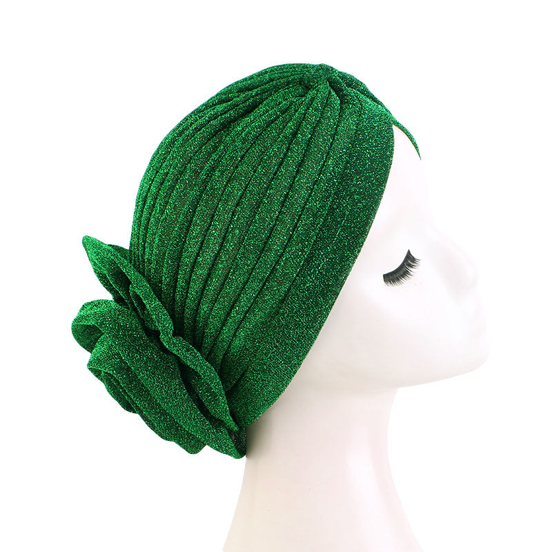 Cross-border new bright silk big flower headscarf hat ethnic style toe cap retro fashion hat TJM-322
