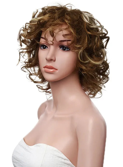 Hot Sale Medium Curly Full Lace Cap Human Hair Wig 12 Inches