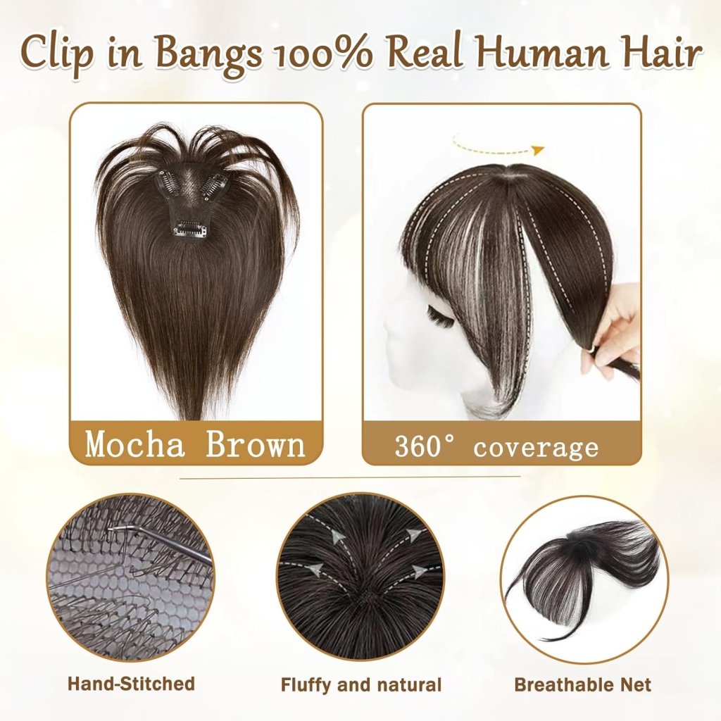 Hair Toppers for Women Real Human Hair Bangs Hair Clip French Fake Clip in Bangs Hair Pieces