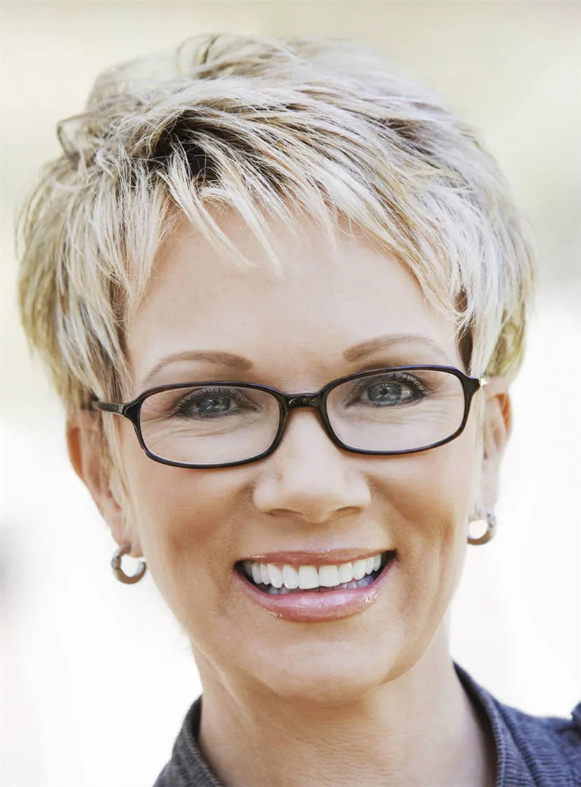 Short Attractive Straight Chic Human Hair Full Lace Women Wigs 6 Inches