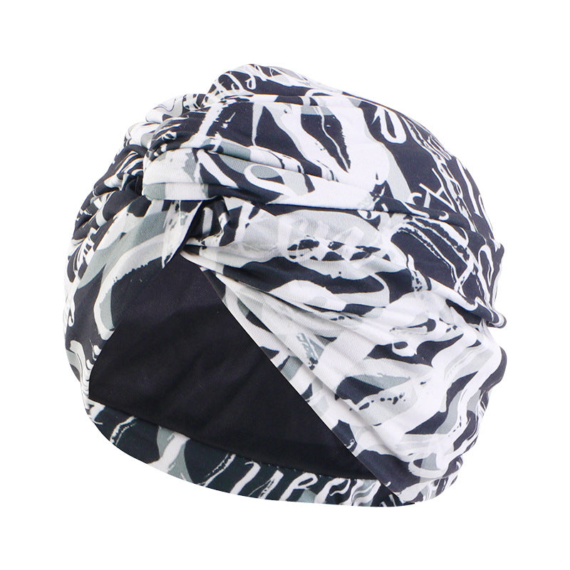 Cross border polyester lined cross headscarf hat, sleeping hat, toe cloth hat JDT-473D