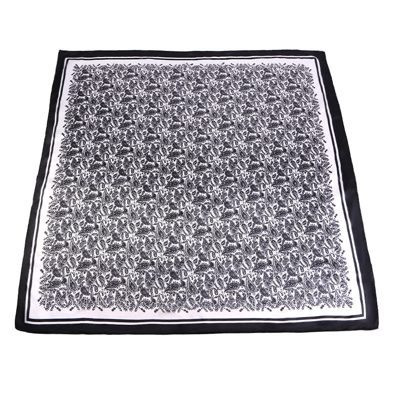 Amazon Women's Satin Square Scarf Imitation Silk Printed Head Scarf Silk Scarf Turban Hat Jdwj-28A
