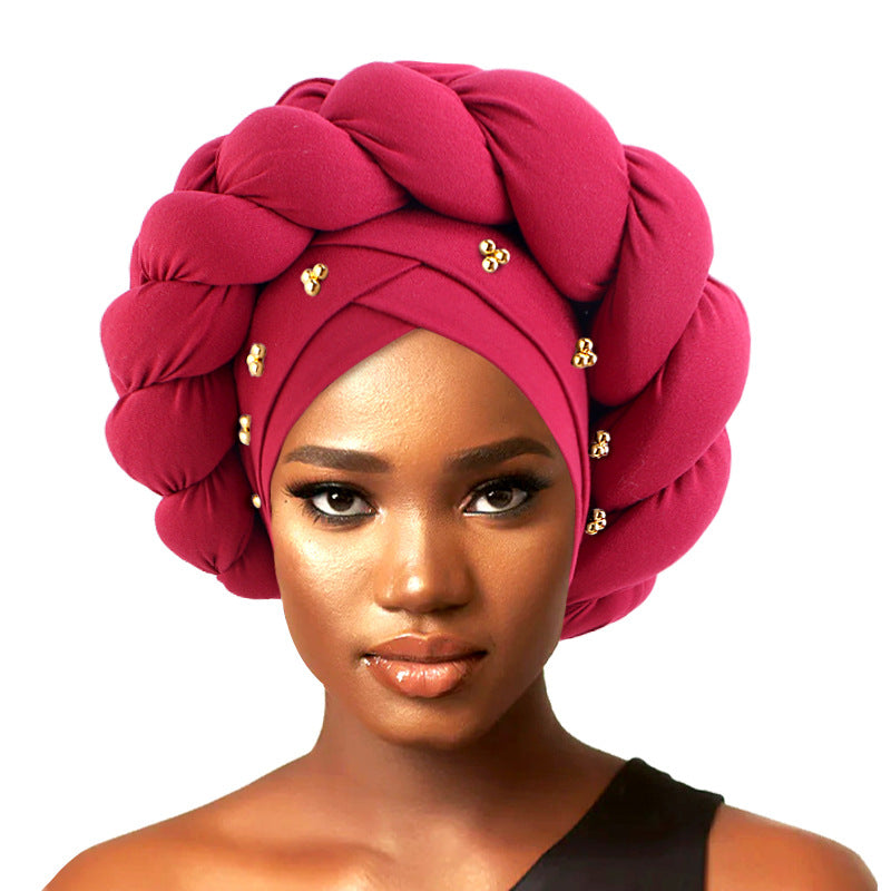Cross-border supply African hat three-dimensional sponge hemp flower braid headscarf hat ethnic style clothing hat