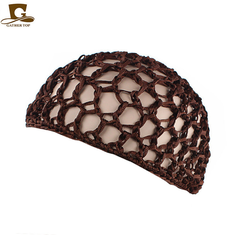 Solid Color Hand Crocheted Hair Care Mesh Hair Cover Headgear Nightcap Breathable FW-11