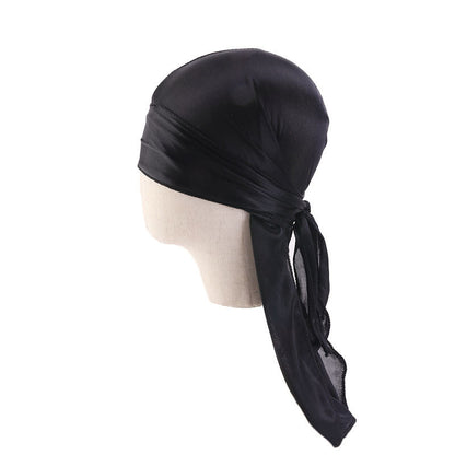 Children's Imitation Silk Pirate Hat Durag Long Tail Turban Hip Hop Cape Hat K-11