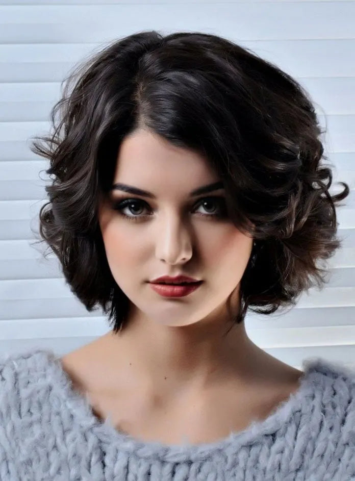 Süße 100 % Echthaar Top-Qualität 8 Zoll lockige Vollspitze Perücke