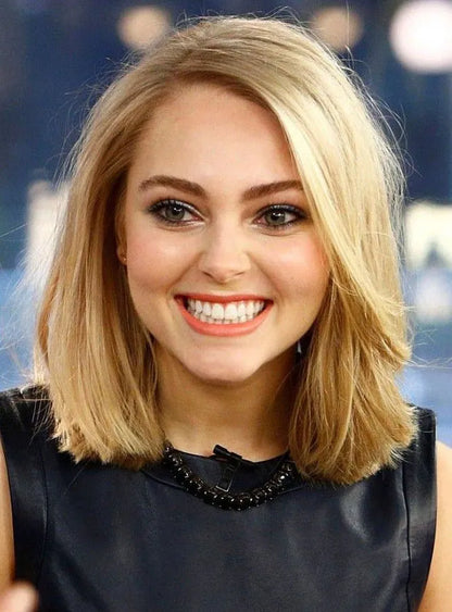 100% Human Hair Middle Length Straight Lob Hairstyle Full Lace Wigs 12 Inches