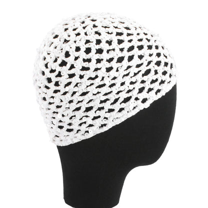 New all cotton hand crocheted sequin hair care net hair cover, hollowed out breathable headscarf cap JDW-67