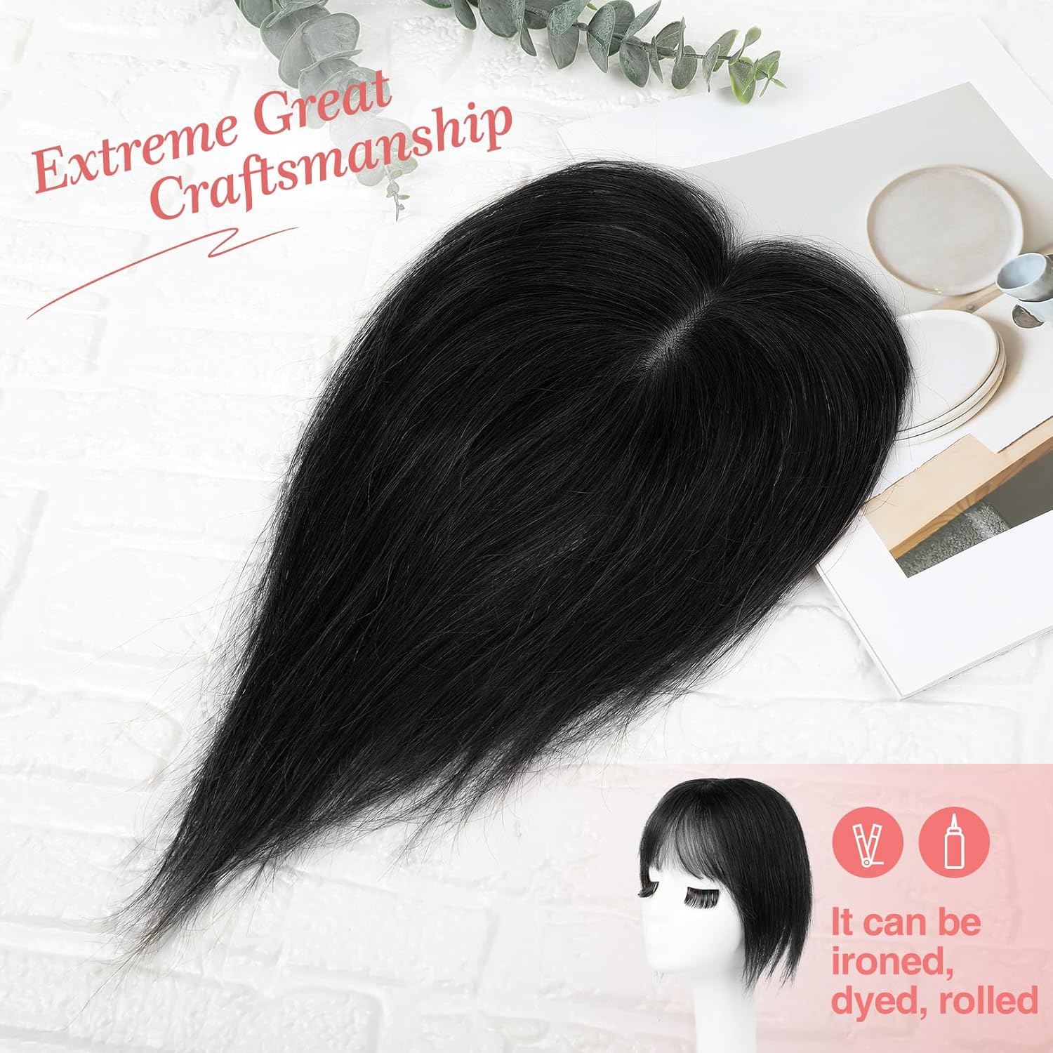 Real Human Hair Toppers for women 10 Inch Clip in Bangs for Thinning Hai Cover Hair Pieces