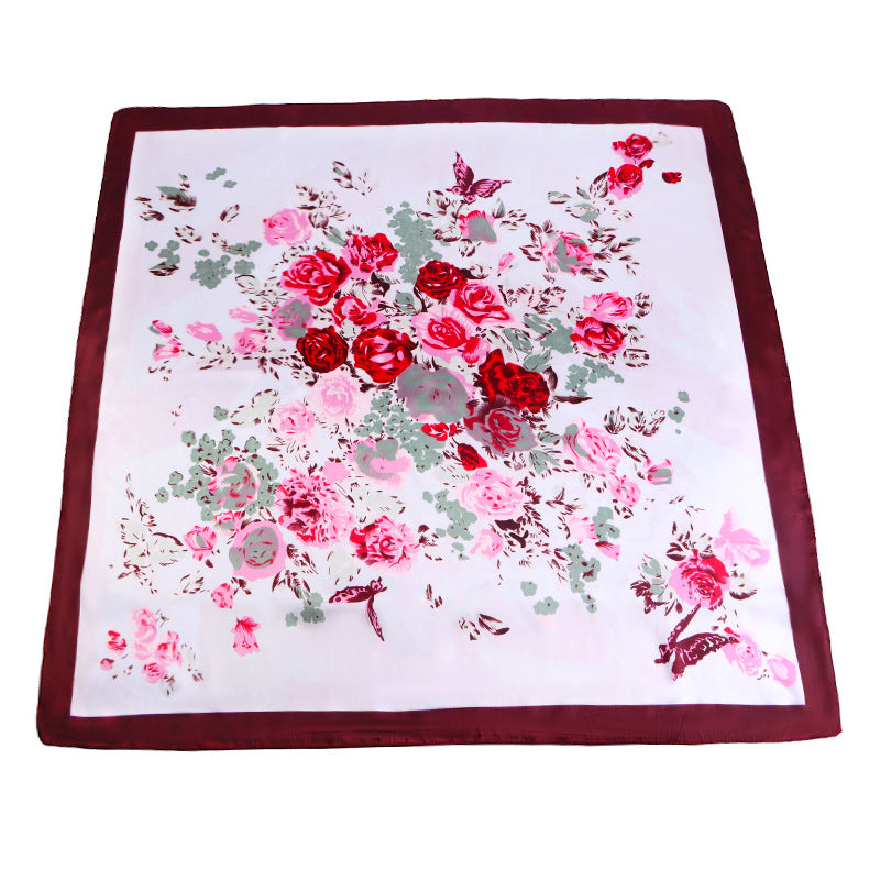 Amazon Women's Satin Square Scarf Imitation Silk Printed Head Scarf Silk Scarf Turban Hat Jdwj-28A