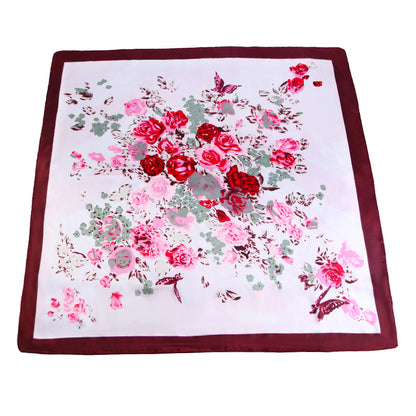 Amazon Women's Satin Square Scarf Imitation Silk Printed Head Scarf Silk Scarf Turban Hat Jdwj-28A