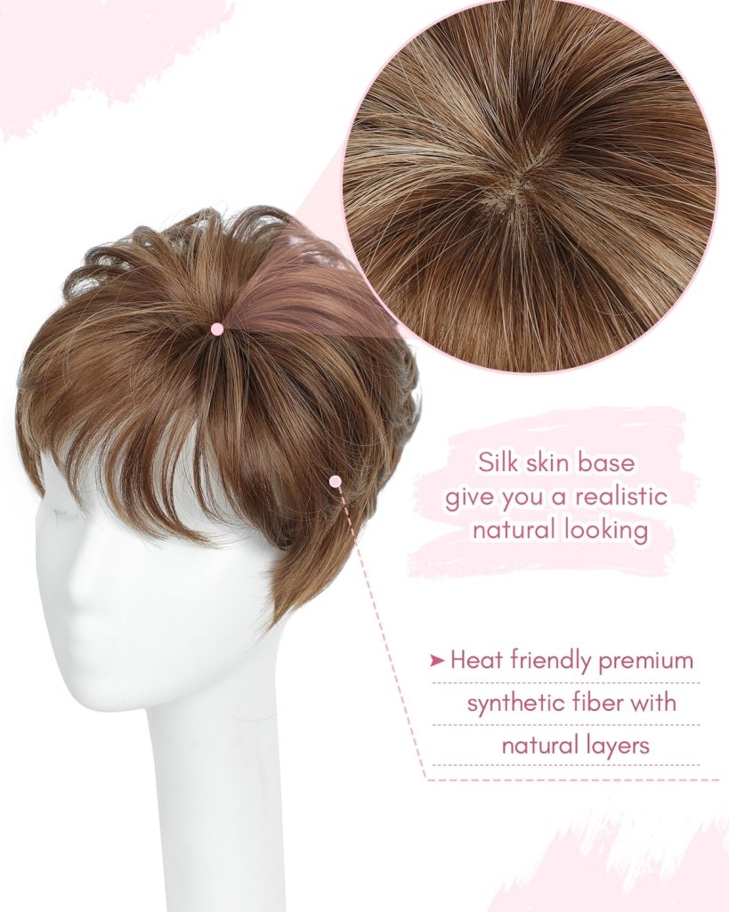 Hair Topper Short Pixie Cut Pieces for Women with Thinning Human Hair Wigs