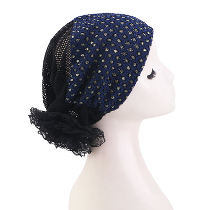 Cross border new hollow breathable disc flower headscarf cap, toe cap, hair care cap JDT-526