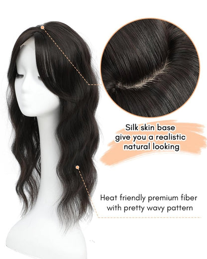 20Inch Wavy Hair Topper for Women Add Volume&Cover Thinning Hair with Natural Looking Hair Piece