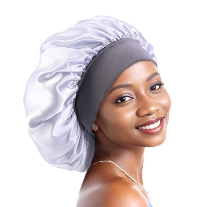 Professional Custom Printing of Logo Large Satin Wide-Brimmed Sleep Cap, Beauty and Hair Care Cap, Headscarf Cap, Direct from the Source Factory
