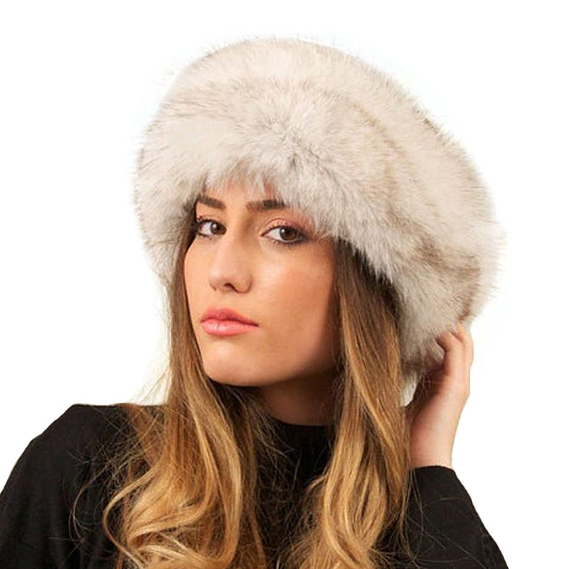 European and American Fashionable Autumn and Winter Imitation Fur Warm Headband Imitation Fox Fur Headband Winter Women's Fur Hat Fh-25