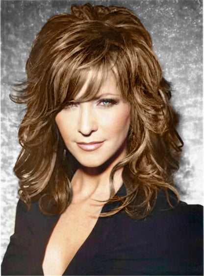 Lange geschichtete gewellte gemischte rote Kunsthaar-Perücken ohne Kappe 14 Zoll