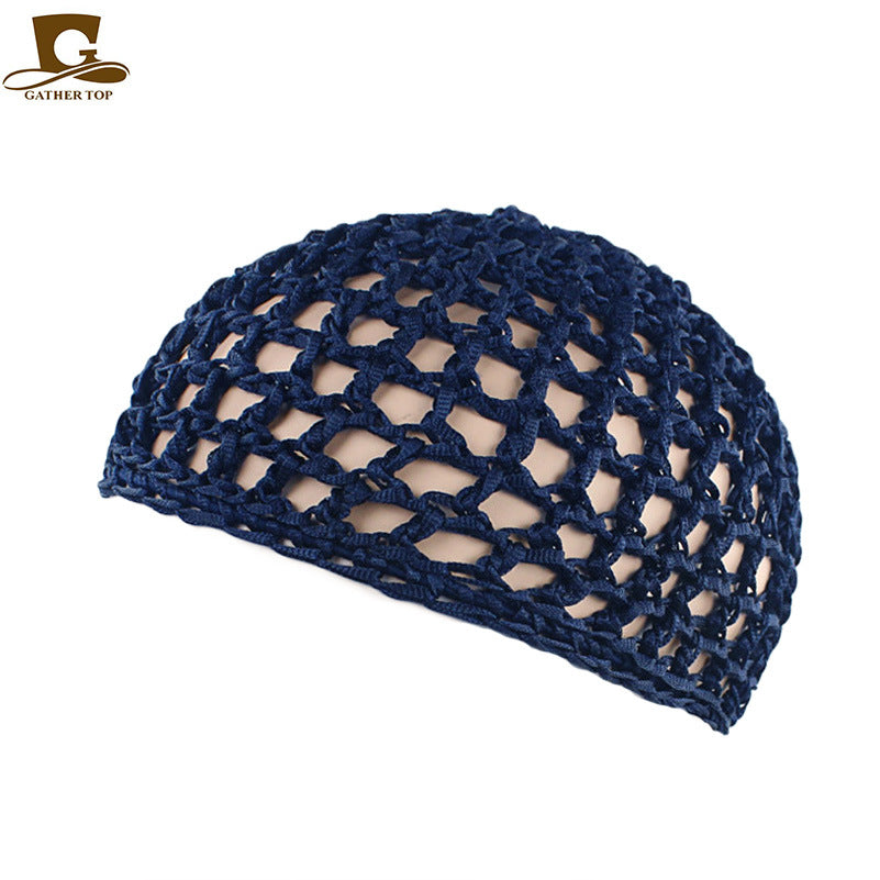Solid Color Hand Crocheted Hair Care Mesh Hair Cover Headgear Nightcap Breathable FW-11