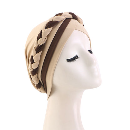 Amazon Supply Two-Color Turban Hat, Braided Chemotherapy Hat, Confinement Hat, Turban Jdt-429J