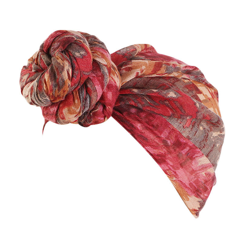Bali Yarn Tie-Dye Scarf Cap Ethnic Style Tie Tape Cap African Wrap Scarf WJ-24