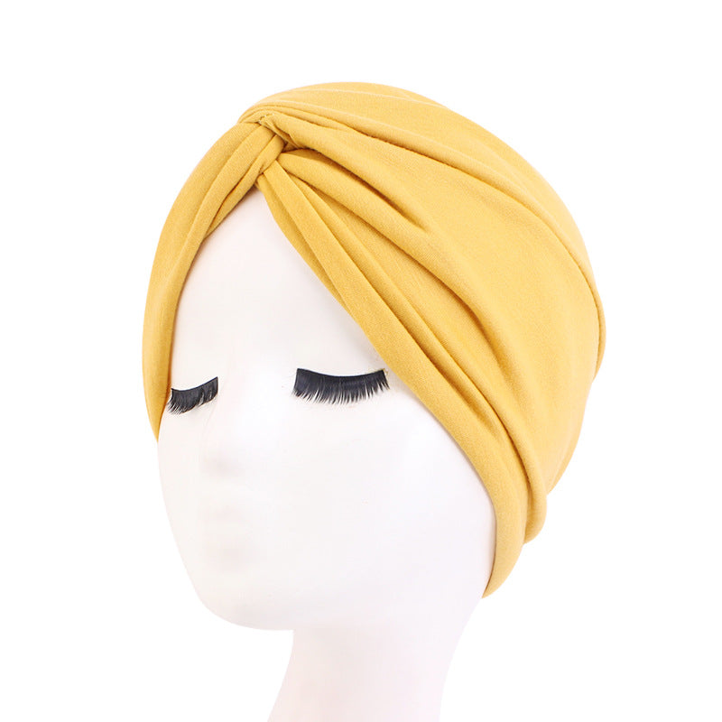 Ethnic Style Turban Hat, Imitation Cotton Twisted Cross Hat, Indian Hat, Chemotherapy Hat, Baotou Hat