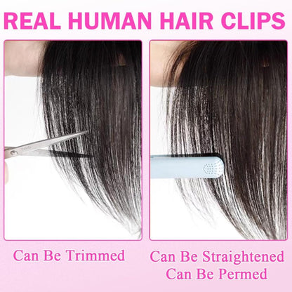 Hair Toppers For Women Real Hair 360° 3D Cover Human Hair Topper Wig with Bangs Hair Pieces