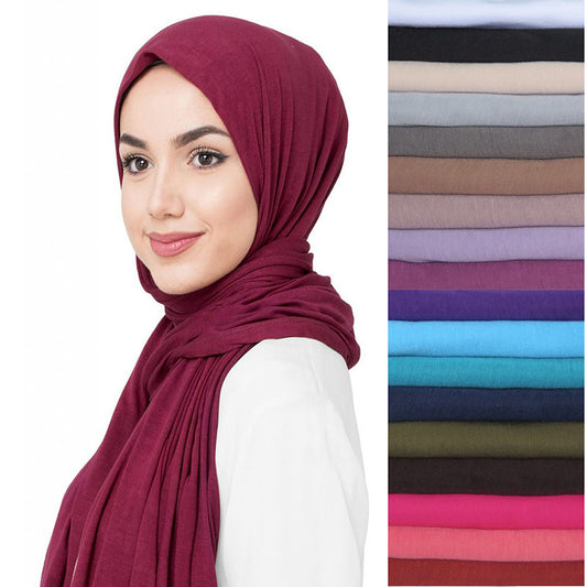 Cotton long tail wrap headscarf toe cap Women's headscarf cap plain scarf hat WJ-26