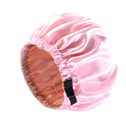 Satin nightcap invisible flat adjustable buckle artificial silk double-layer round hat shower cap beauty hair hat
