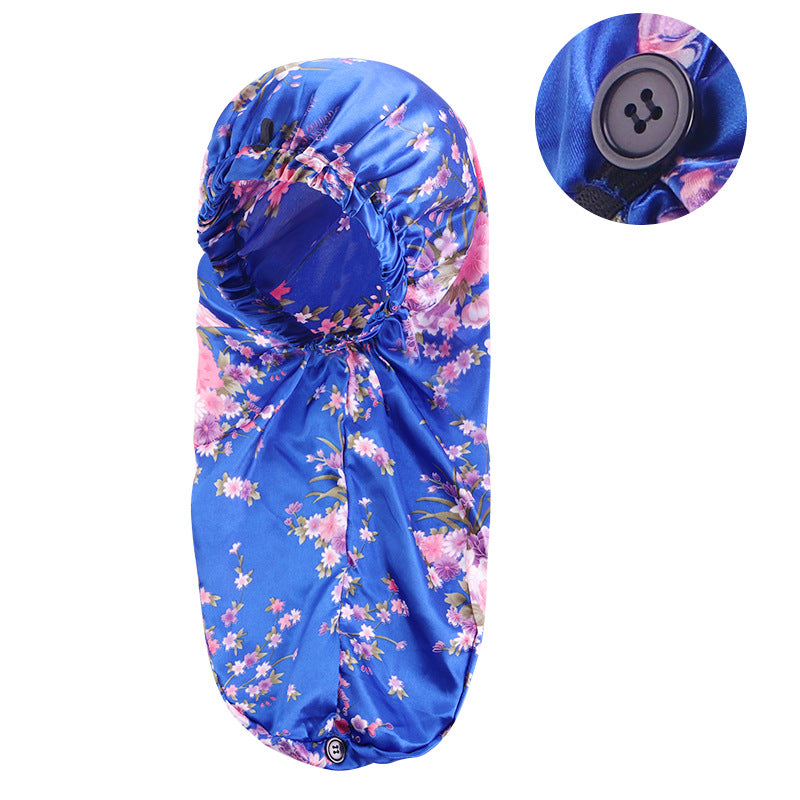 Cross-border Exclusive High Elastic Button Women's Hair Care Cap Dual-use Long Hair Nightcap Shower Cap Amazon Hot Sale