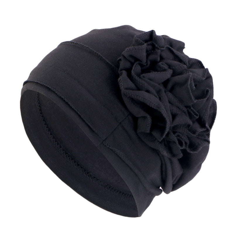Cross-border new cotton flower elastic turf cap pullover cap moon cap chemotherapy cap JDT-417B