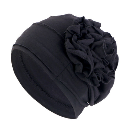 Cross-border new cotton flower elastic turf cap pullover cap moon cap chemotherapy cap JDT-417B