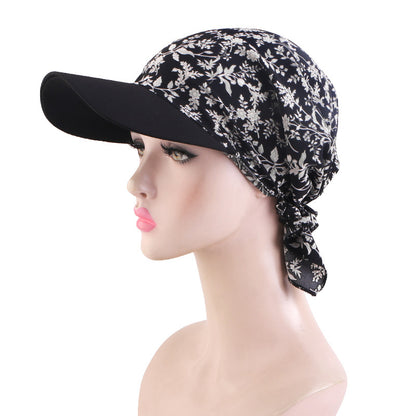 New Style Printed Brimmed Triangle Headscarf Hat, Outdoor Sunshade Head Wrap Cloth Hat Jdt-234P
