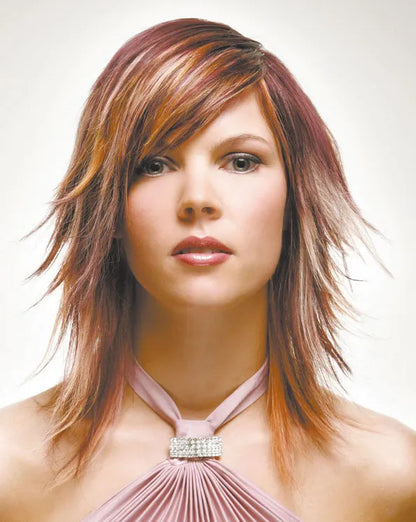 Hot Sale Top Quality Cheap Medium Layered Straight Mixed Color Wig 12 Inches