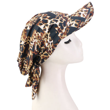 New Style Printed Brimmed Baseball Cap Outdoor Sunshade Strap-On Headgear Sunshade Fabric Hat Jdt-234I