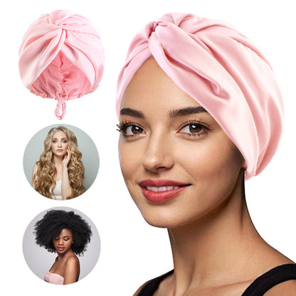 Adjustable Buckle Imitation Silk Cross Nightcap, Twisted Turban Cap, Head Wrap Cap, Hair Care Hat Jdt-473-2