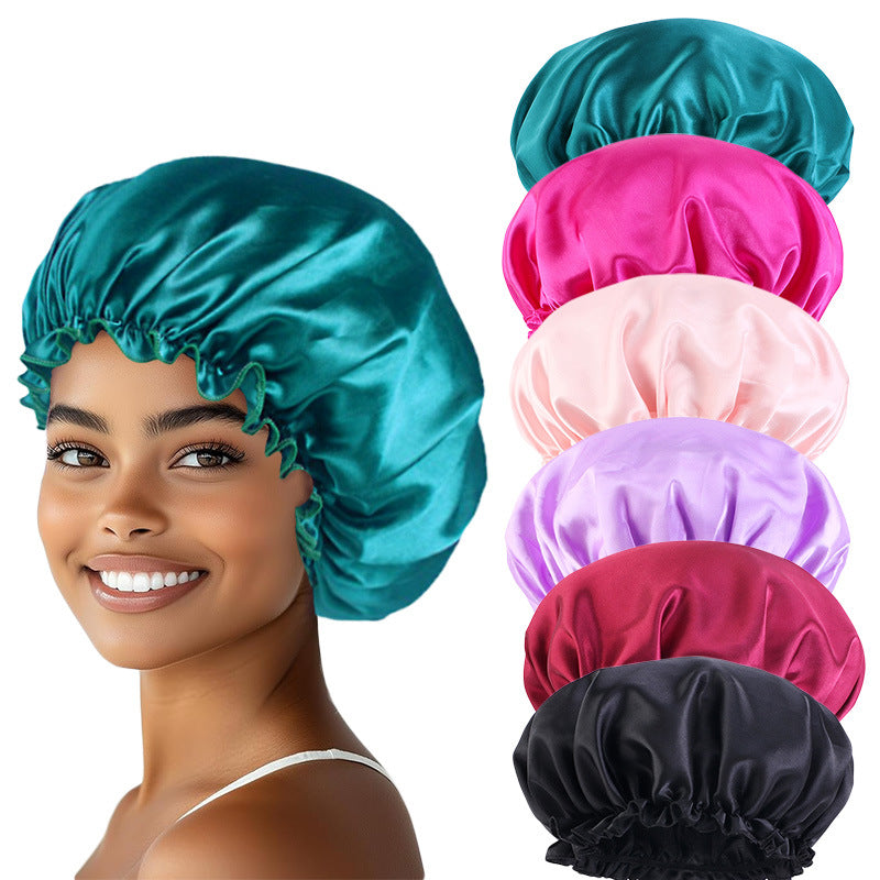 Satin lace nightcap shower cap beauty makeup cap silk home hat TJM-250