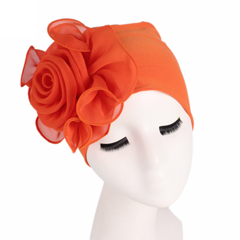 Large Floral Double-Layer Headscarf Hat, Hair Protection and Anti-Hair Loss Cap Tjm-295