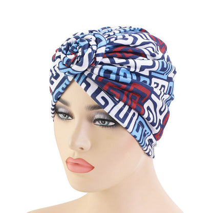 Amazon European and American ethnic style plate Flower headscarf cap elastic printing Indian cap chemotherapy cap TJM-342B