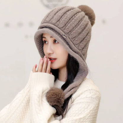 Women's Plain Pattern Brimless Woolen Yarn Tall Crown Knitted Hats