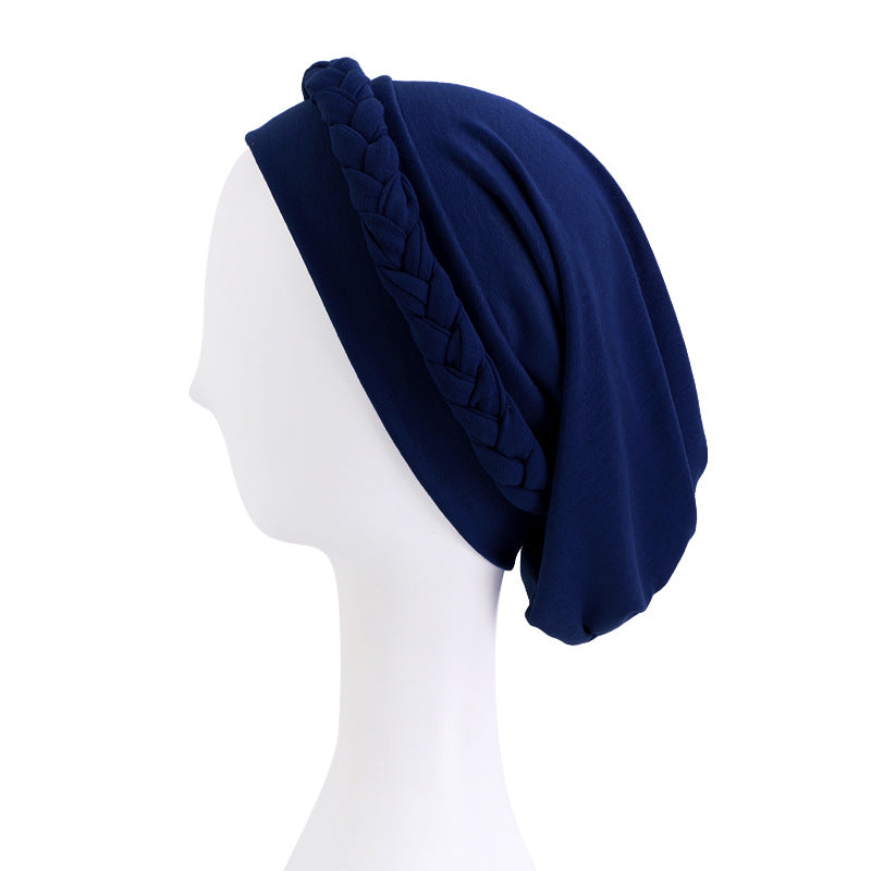 Amazon European and American Pure Color Elastic Ethnic Style Baotou Hat Twist Braid Chemotherapy Cap Confinement Cap Jdt-429C