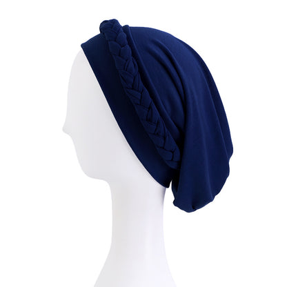 Amazon European and American Pure Color Elastic Ethnic Style Baotou Hat Twist Braid Chemotherapy Cap Confinement Cap Jdt-429C